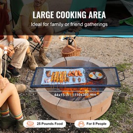 Happybuy 44 Inch X-Marks Fire Pit Grill Grate, Heavy Duty Steel BBQ Cooking Grid with Handle & X Wire, Portable Camping Cookware for Outdoor Parties & Gatherings