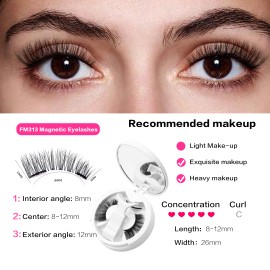 Reusable Magnetic Lashes Natural Look Magnetic Eyelashes No Glue Needed False Eyelashes Magnetic Lashes Kit with ApplicatorStyle: Natural Long, color: FM313, package: box