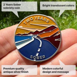 The Achieve Mint 2 Years Sober Token | Two Year Sobriety Chip | Non-AA, Non-Religious Medal for Women and Men Celebrating Sobriety