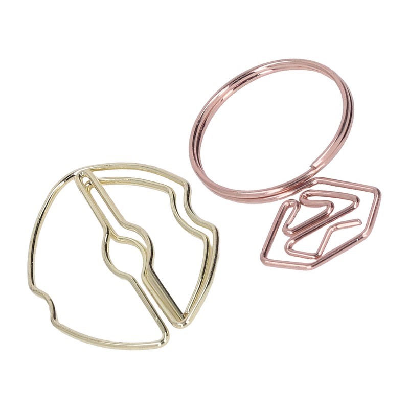 100pcs Metallic Paper Clips Lips Diamond Rings Shape Nonslip Portable