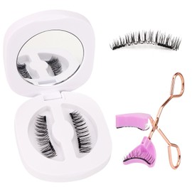 MOTIBACK Magnetic Eyelashes with Applicator, Reusable Magnetic Eyelashes Natural-Look, 1 Pair Reusable Magnetic-Lashes Easy to Wear and Remove (Style 1)