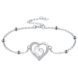 J.MUEN Mother-Daughter Bracelet for Women 925 Sterling Silver Bracelet/Mother's Day Gifts for Mum