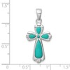 FB Jewels Solid Sterling Silver Rhodium-Plated Polished Imitation Turquoise Cross