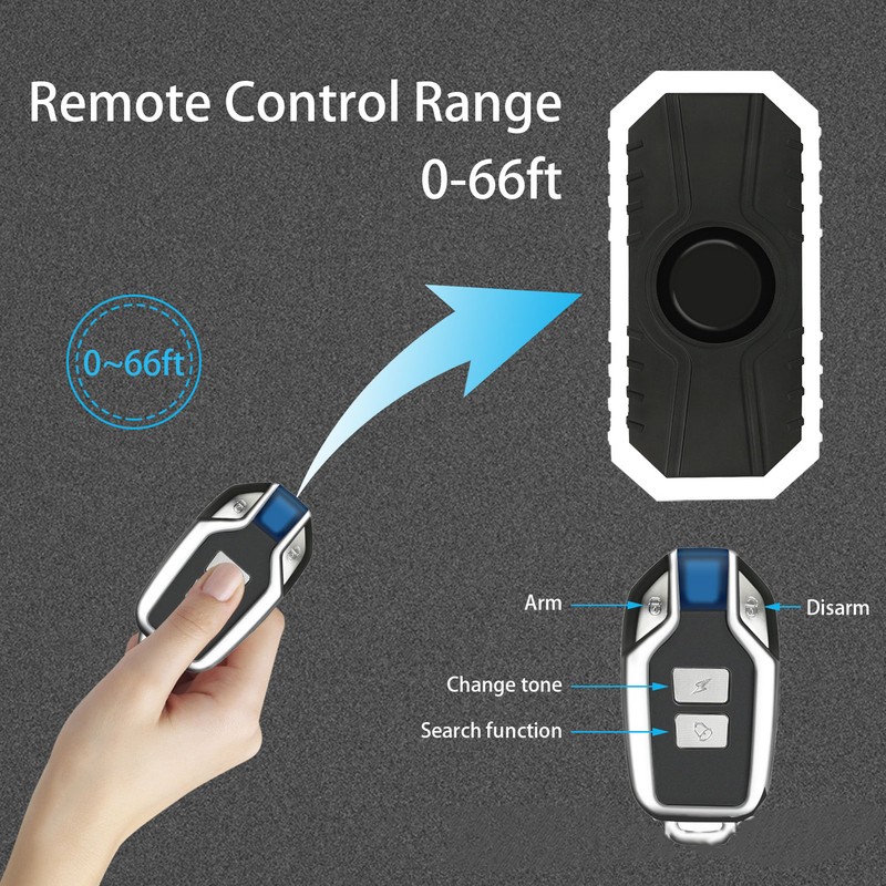 Bike Alarm with Remote Control 113dB Super Loud Vibration Motion
