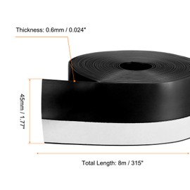 HARFINGTON Weather Stripping Door Seal 26.25ft x 45mm Silicone Seal Strip for Door Draft Stopper Adhesive Tape Window House Shower Glass Gaps Length 8m, Black