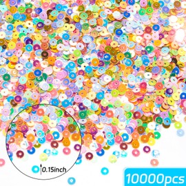 10000Pcs Flat Loose Sequins,4mm Bulk Loose Sequins for Crafts,Round Glitter Sequins Embroidery for Art Sewing Decoration(Mixed Color)