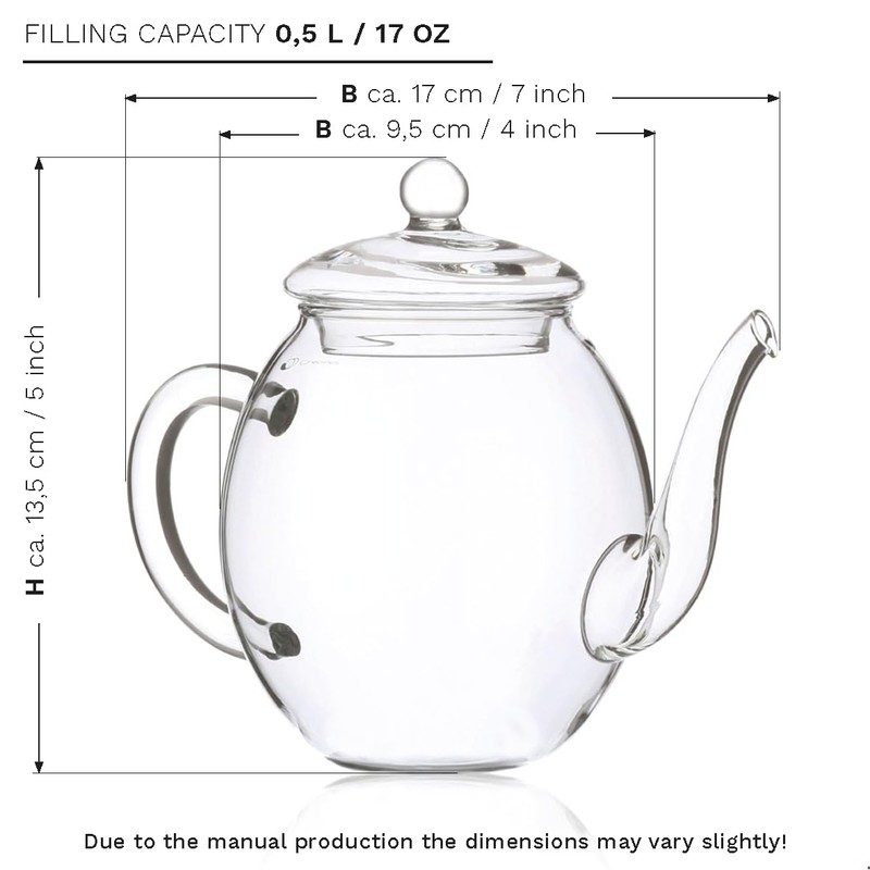Creano Blooming Tea Gift Set with Glass Pot 17oz/500ml with