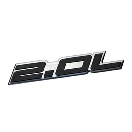 ERPART 2.0L Liter Embossed Black on Highly Polished Silver Real Aluminum Auto Emblem Badge Nameplate Compatible with KIA Subaru