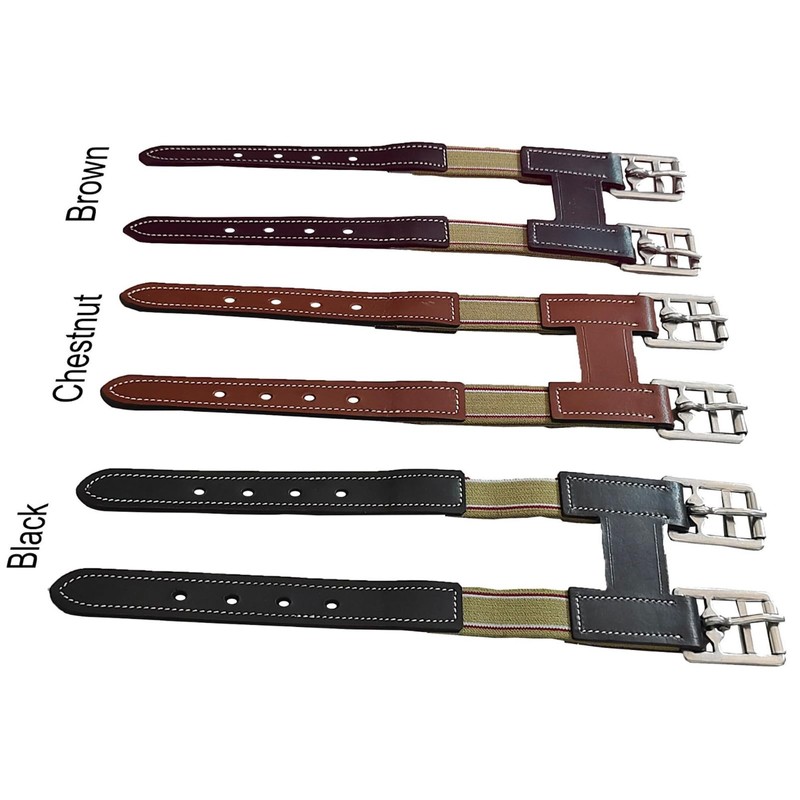 Majestic Ally Leather Girth Extender with Heavy-Duty Elastics, Durable, Flexible