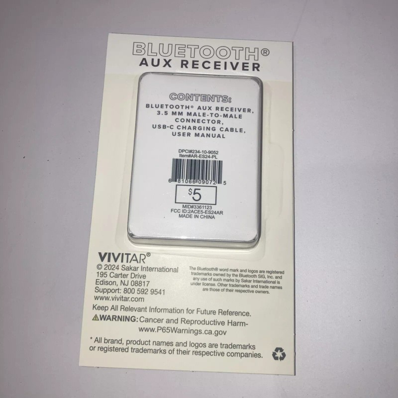 vivitar Bluetooth Aux Receiver (Make Any Aux Device Bluetooth Compatible)