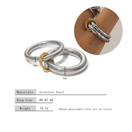 DONDO'S Heavy Fit Chic Two-Tone Link Connected Rings Interlocking Stackable Ring Maximalist Style Jewelry for Women Gift (style 1, 8)