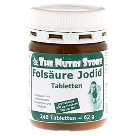 Folic Acid 400 + Iodine 200 Vegan Tablets Pack of 240 for Women with Desire to Have Children, Pregnant Women and Breastfeeding Women