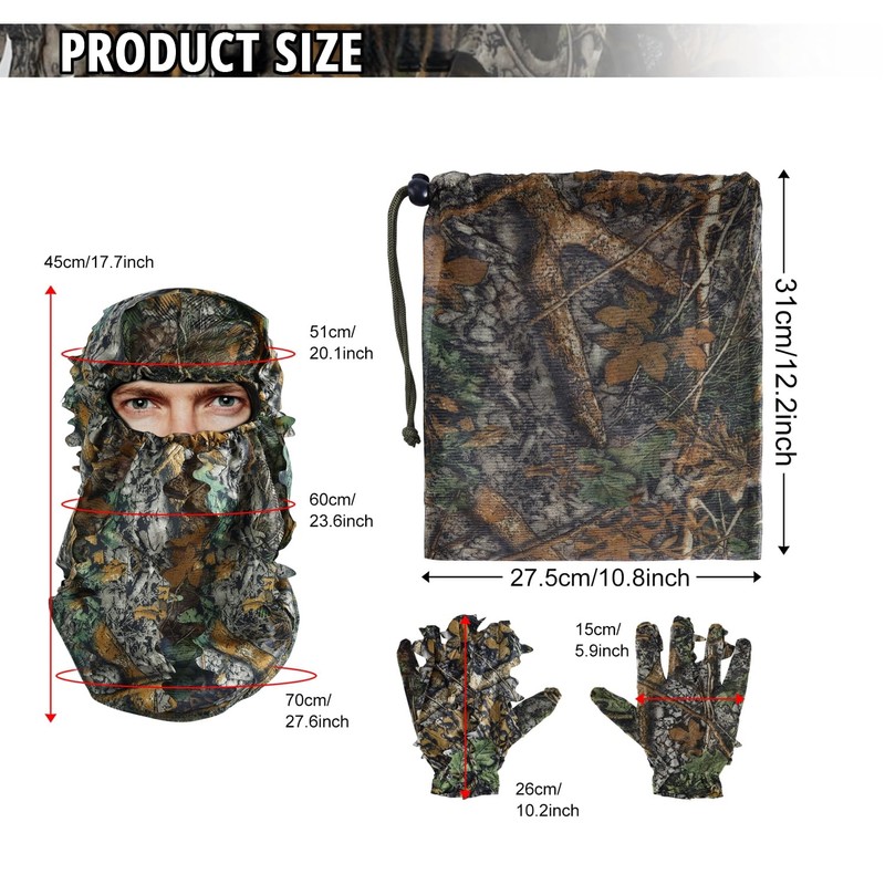 Ghillie Suit Camouflage 3D Leaf Hunting Chasse Outdoor Airsoft Camo