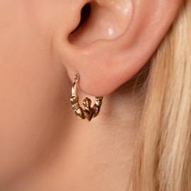 PORI JEWELERS 14K Solid Gold Irish Claddagh Hoop Earrings - French Lock Closure- Jewelry for Women Small Hoop Earrings