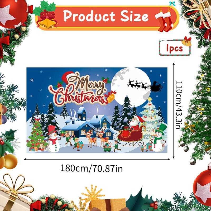 Valicaer Christmas Banner,Large Merry Christmas Backdrop Banner Christmas Fabric Banner