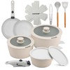 NutriChef 18-Piece Ceramic Cookware Set with Detachable Handles, Non Stick