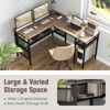 COSTWAY L Shaped Desk with Charging Station, 55” Reversible Corner