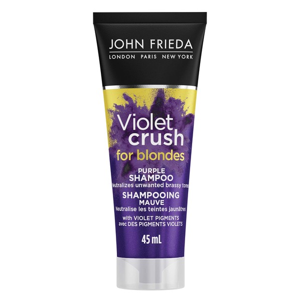 John Frieda Violet Crush Purple Shampoo for Brass Repair of Natural and Colour-Treated Blonde Hair, Travel Size (45 mL)