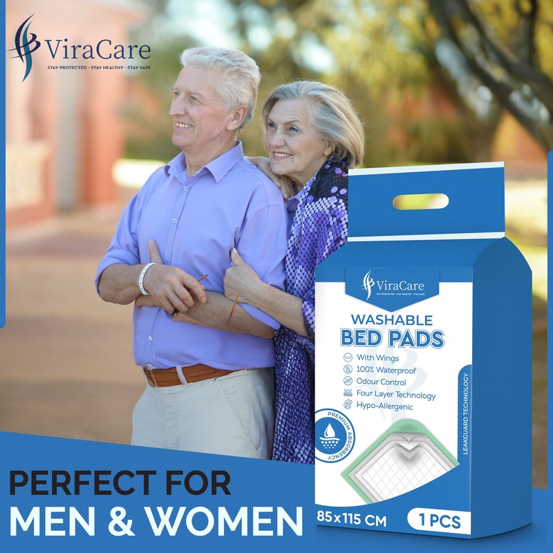 ViraCare 1 x Washable Incontinence Bed Pads with Tucks/Flaps |