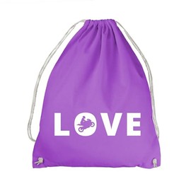 absenda Love Motorrad Turnbeutel - Chopper Wheelie Tuning Hochstarter Super Bike Lila