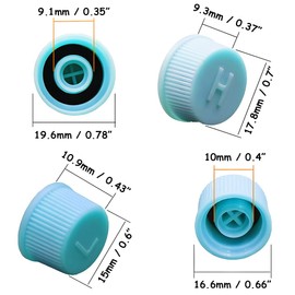 Kigauru 20Pcs Vehicle Air Conditioner Valve Core, Cap High and Low Pressure AC Refrigerant Port Cap R134a AC System Charging Port Caps, for Automotive Car Air Conditioning System Seal Kit