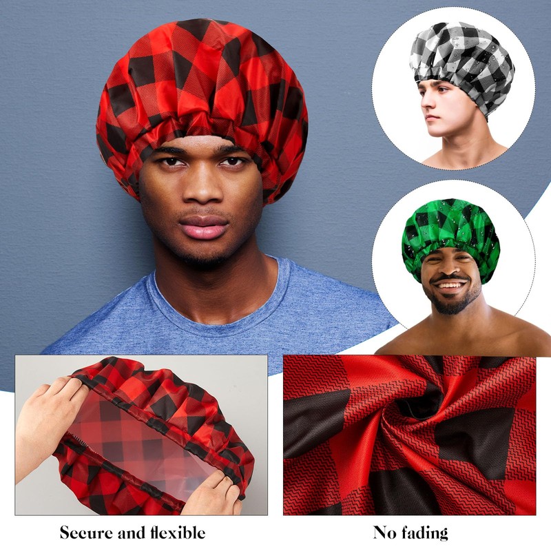 Shower Cap for Men Waterproof Reusable Large Bath Cap Men