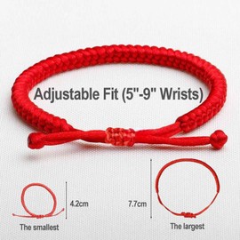 HuaCare 2Pcs Adjustable Red String & Black Braided Bracelets Set, Bohemian Friendship Bracelet, Matching Couple Bracelets for Good Luck, Protection, Unisex Design for Women, Men and Kids