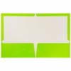 JAM PAPER Laminated Two Pocket Glossy Folders - Lime Green
