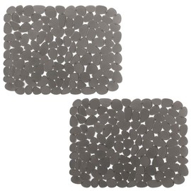 Yolife Pebble Sink Mats for Stainless Steel Sink, PVC Sink Saddle Protectors Kitchen Sink Mat for Porcelain Sink, Dishes and Glassware (Grey, 2 Pack)
