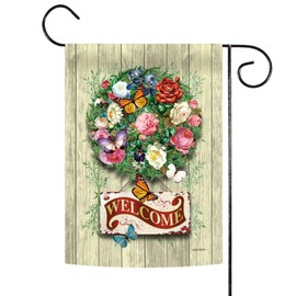 Toland Home Garden 1112504 Flower Wreath Welcome 12.5 x 18 Inch Decorative Garden Flag