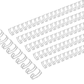PATIKIL 8mm (5/16") Double Loop Wire Binding Combs, 100 Pcs Metal Twin Loop Binding Coils 40 Sheet Capacity 3:1 Pitch 32 Ring Binding Spines, Silver