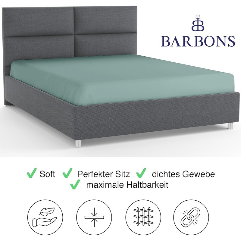 BARBONS Fitted Sheet, 160 x 200 cm, 100% Cotton, Oeko-Tex