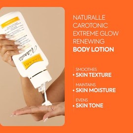 MAKARI Loción Corporal Carotonic Extreme de 17.6oz de la Línea Naturalle – Crema Corporal Aclarante, Tonificante e Hidratante con Aceite de Zanahoria y FPS 15 - Tratamiento Antienvejecimiento y Blanqueador para Manchas Oscuras, Cicatrices y Arrugas del Acné