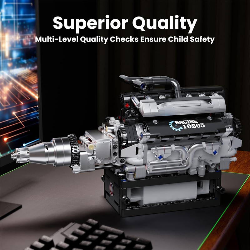 Mould King 10205 Technik V12 Engine Building Blocks RR Car