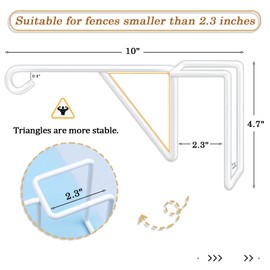 Gicare 4 Pack Vinyl Fence Hooks, Heavy Duty Durable White Fence Plant Hangers for Outdoor, Over The Fence Hooks, Patio Hooks for Hanging Plants, Flower Baskets, Bird feeders, Lights, Pool Equipment
