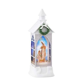 Raz 4019108 Holy Family Lighted Water Church, 12.5 Inches, Multicolor