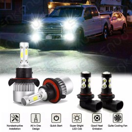 SHENKENUO LED Headlight HI/LO Beam+Fog Light Combo for 2005-2014 Ford F-150 F-250 F-350