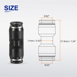 sourcing map Push to Connect Fittings 5/32" OD x 5/32" OD Straight Pneumatic Connector Zinc Alloy Quick Connect Union Two-Way Fittings for Semi Truck Trailers Air Brake System, Black