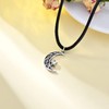 AOBOCO Celtic Knot Moon Choker Necklace 925 Sterling Silver Black