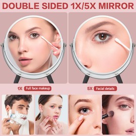 XWZMR Double Sided Mirror to See Back of Head,Self Hair Cutting Mirror Around Neck Hands Free,5.9" Standard and 5X Magnification,360 Rotating, Adjustable Neck Strap for Women Travel Makeup Braiding