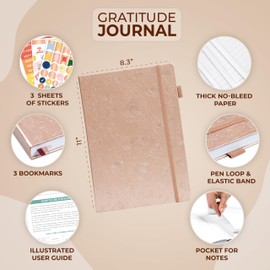 Clever Fox Gratitude Journal Large – Happiness, Positivity & Affirmation Journal – Inspirational Daily Notebook, 3 Months, 8.3x11” (Rose Gold)