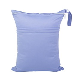 babeine Wet Dry Bag for Baby Cloth Diapers, Waterproof Reusable with Two Zippered Pockets Travel Beach Pool Soiled Baby Items Yoga Gym Bag for Swimsuits or Wet Clothes (purple)