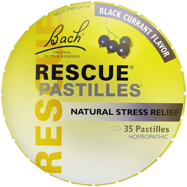 Bach RESCUE PASTILLES, Black Currant Flavor, Natural Stress and Occasional Anxiety Relief Lozenges, Homeopathic Flower Remedy, Vegetarian, Gluten and Sugar-Free, 35 Count