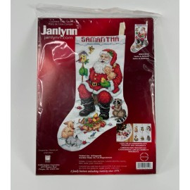 Janlynn Counted Cross Stitch Christmas Stocking Kit Santa & Animals #023-0210