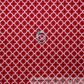 Signature BonEful Fabric FQ Cotton Quilt VTG Red White Calico Dot Flower Tiny Small Little