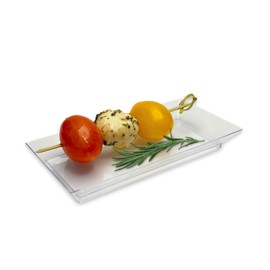 50ct Small 5" Clear Rectangle Mini Dessert Plastic Plates | Disposable Tiny Appetizer Serving Tray | Recyclable Clear Plastic Plates | Perfect for Mini Appetizer Plates for Parties, Weddings CMJJ