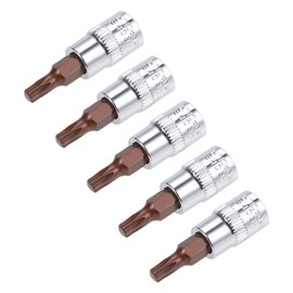 TOP-VIGOR 5Pcs Torx Bit Socket, 1/4" Drive x T15 CR-V Key Socket, Premium S2 Steel Bits, Torx Bit with 38mm Length for Torque Wrench, Ratchet Wrench, Impact Power Drills, Slide Bar