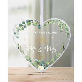 Wedding Gifts for Couples 2025 - Bridal Shower Gifts - Engagement Gift for Couples, Bride to Be, Women - Engagement Party Decorations, Heart Glass Ornament