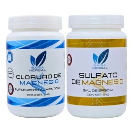 Cloruro de Magnesio + Sulfato de Magnesio | 1 Kg c/u | Saisa Herbal | Suplemento Alimenticio Calidad Premium | Salud Ósea, Muscular y Bienestar General
