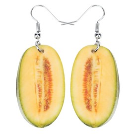 NEWEI Acrylic Raspberry Earrings Dangle Ginger berry Charms Pineapple Fruit Jewelry for Women Accessories Charms Gifts (Hami Melon)